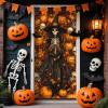 2025 Christmas and Halloween Front Door Decoration, Halloween Porch Sign New Stretch Christmas Door Covers Fabric, Funnychristmas Fall Doorcovers, Festive Party Home Decor(N-)