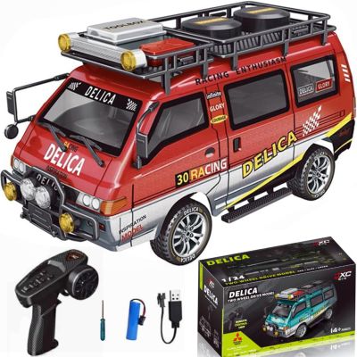 captainrc Delica RC Car,1/24 Scale Station Wagon,2.4Ghz Remote Control Truck,2WD/4WD RC CrawlerEquipped with Cool LED LightsOff Road Vehicle Model Suitable for Adults (2WD-Red)
