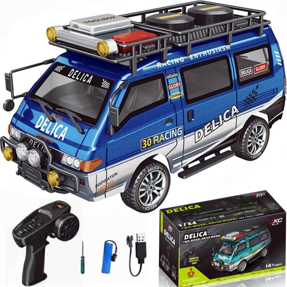 captainrc Delica RC Car,1/24 Scale Station Wagon,2.4Ghz Remote Control Truck,2WD/4WD RC CrawlerEquipped with Cool LED LightsOff Road Vehicle Model Suitable for Adults (2WD-Blue)