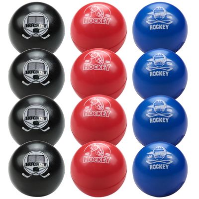 APUXXJUPA 12 Pcs Field Hockey Balls, Red Black Blue High-Visibility Low-Bounce Stress Balls Floor Hockey Set for Kids Adults Indoor Practice Sports Party Favors, 2.5in