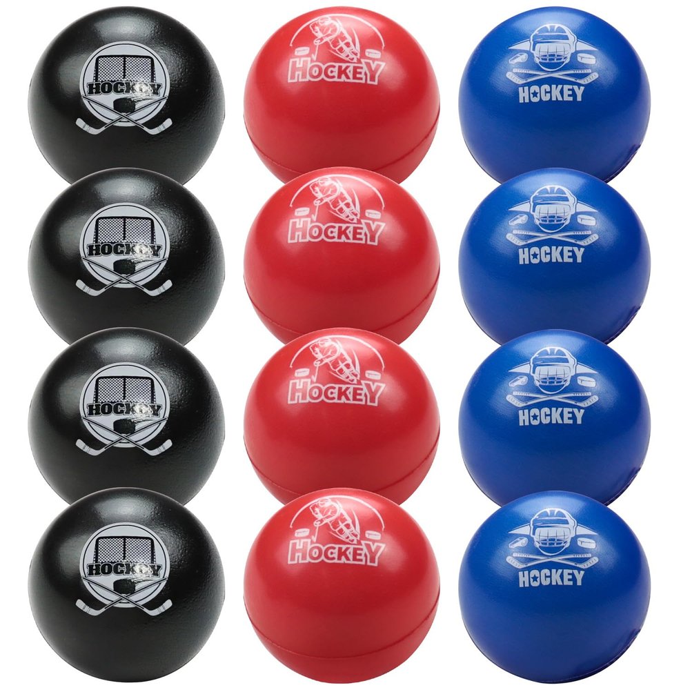 APUXXJUPA 12 Pcs Field Hockey Balls, Red Black Blue High-Visibility Low-Bounce Stress Balls Floor Hockey Set for Kids Adults Indoor Practice Sports Party Favors, 2.5in