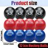 APUXXJUPA 12 Pcs Field Hockey Balls, Red Black Blue High-Visibility Low-Bounce Stress Balls Floor Hockey Set for Kids Adults Indoor Practice Sports Party Favors, 2.5in view 2