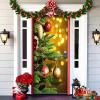 2025 Christmas and Halloween Front Door Decoration, Halloween Porch Sign New Stretch Christmas Door Covers Fabric, Funnychristmas Fall Doorcovers, Festive Party Home Decor(E-) view 1