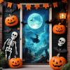 2025 Christmas and Halloween Front Door Decoration, Halloween Porch Sign New Stretch Christmas Door Covers Fabric, Funnychristmas Fall Doorcovers, Festive Party Home Decor(U-) view 1