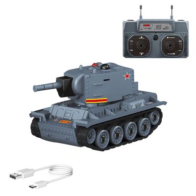FunXylophy 1/64 Mini RC Tank, 2.4GHz Mini Battle Tank with Infrared Combat Mode, 330 Rotating Turret and Sound & Lighting, Type-C Charging, RC Military Vehicles Gift for Adult (Grey)
