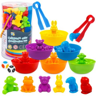 Counting Animal Matching Games Color Sorting Toys with Bowls Preschool Learning Activities for Math Educational Sensory Training Montessori STEM Toy Sets Gift for Toddlers Kids Boys Girls Ages 3 4 5 6