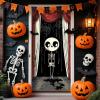 2025 Christmas and Halloween Front Door Decoration, Halloween Porch Sign New Stretch Christmas Door Covers Fabric, Funnychristmas Fall Doorcovers, Festive Party Home Decor(R-) view 1