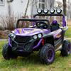24V 2-Seater Kids Ride-On UTV, 4WD Electric Car with Parent Remote Control, 4x200W Motor, LED Headlights & Searchlights, Bluetooth Music, Spring Suspension, 3-Speed Off-Road Toy Gift, Purple view 2