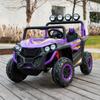 24V 2-Seater Kids Ride-On UTV, 4WD Electric Car with Parent Remote Control, 4x200W Motor, LED Headlights & Searchlights, Bluetooth Music, Spring Suspension, 3-Speed Off-Road Toy Gift, Purple view 4