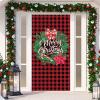 2025 Christmas and Halloween Front Door Decoration, Halloween Porch Sign New Stretch Christmas Door Covers Fabric, Funnychristmas Fall Doorcovers, Festive Party Home Decor(H-) view 1