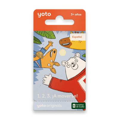 Yoto 1, 2, 3, A moverse! 6 Spanish Kids Audiobook Cards for Use with Player & Mini All-in-1 Audio Player, Educational & Screen-Free Listening, Fun Stories for Playtime, Bedtime & Travel, Ages 3+