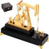 Electric Metal Oil Well Pump Jack Model,Simulation Oilfield Operation Mechanical Machine Equipment Creative Desktop Ornament Decoration,Science Eductional Toy (Black) view 1