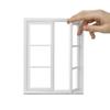 1/6 Scale Dollhouse Window with Glass, Vertical 2 Frame, 6 pane (White) view 1