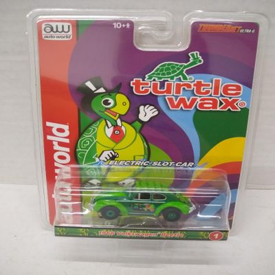 Auto World SC418-1B Turtle Wax 1966 Beetle Bug HO Scale Electric Slot Car - Two Toned Green