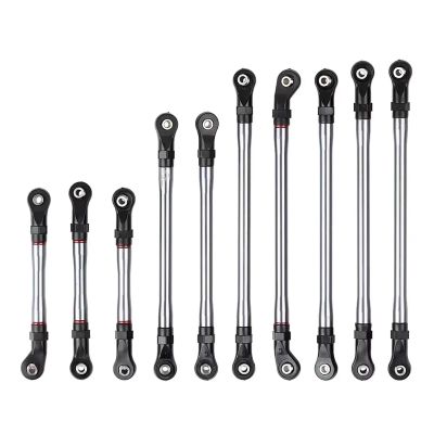 For Traxxas For TRX-4 1/10 324mm 10Pcs Set Metal Link Set Rod End Rc Car Parts And Accessories Upgrades Replacements Repairs RC Car Upgrade Part(Silver)