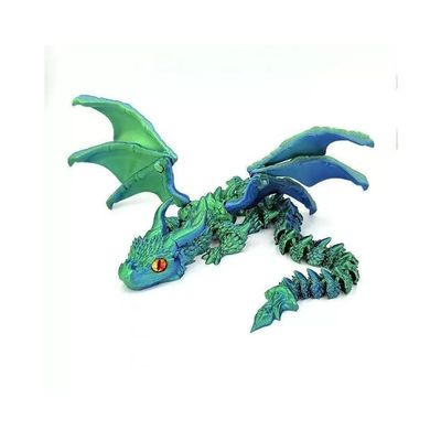 3D Printed Wyvern Dragon with Wings Multi-Jointed Movable Simulation Model Gift Desktop Ornaments Toys (Green)