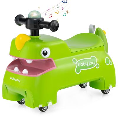 BABY JOY Toddler Ride On Toys, Foot-to-Floor Sliding Car with Under Seat Storage, Lights, Music & Horn, 4 Universal Wheels, Kids Riding Toy for Boys & Girls Aged 18+ Months (Green)
