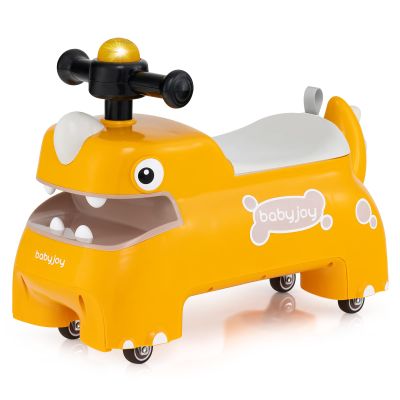 BABY JOY Toddler Ride On Toys, Foot-to-Floor Sliding Car with Under Seat Storage, Lights, Music & Horn, 4 Universal Wheels, Kids Riding Toy for Boys & Girls Aged 18+ Months (Yellow)