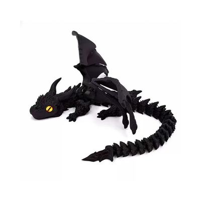 3D Printed Wyvern Dragon with Wings Multi-Jointed Movable Simulation Model Gift Desktop Ornaments Toys (Black)