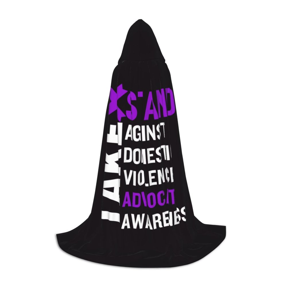 Lbdrdy Domestic Violence Awareness Month Hooded Cape Witch Cloak Halloween Costume Blanket Cosplay Party Decor For Teenagers