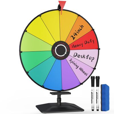24 Inch Prize Wheel,Tabletop Heavy Duty Spinning Wheel for Prizes, Prize Wheel Spinner with Stand & 12 Slots & Dry Erase & Eraser for Party, Carnival, Trade Show, Classroom Activities,Spinning Game