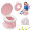 2025 Upgraded Portable Potty Training,Foldable Toilet,Travel Potty for Toddler, Apply to Seat Emergency Toilet for Camping, Outdoor,Car, Indoor, Including 3 rolls of garbage bags(Pink) view 1