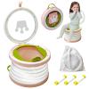 2025 Upgraded Portable Potty Training, Foldable Toilet,Travel Potty for Toddler, Apply to Seat Emergency Toilet for Camping, Outdoor, Car, Indoor, Including 3 rolls of garbage bags (White-Pink) view 1