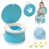 2025 Upgraded Portable Potty Training, Foldable Toilet,Travel Potty for Toddler, Apply to Seat Emergency Toilet for Camping, Outdoor, Car, Indoor, Including 3 rolls of garbage bags (Blue) view 1