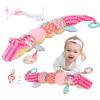 Baby Sensory Toy 0-6 Month Musical Pink Crocodile Plush Toy for Infant 0-3-6 Months Rattles with rustling Sounds and Tummy time Sensory Toys Baby Shower Birthday Gifts view 1