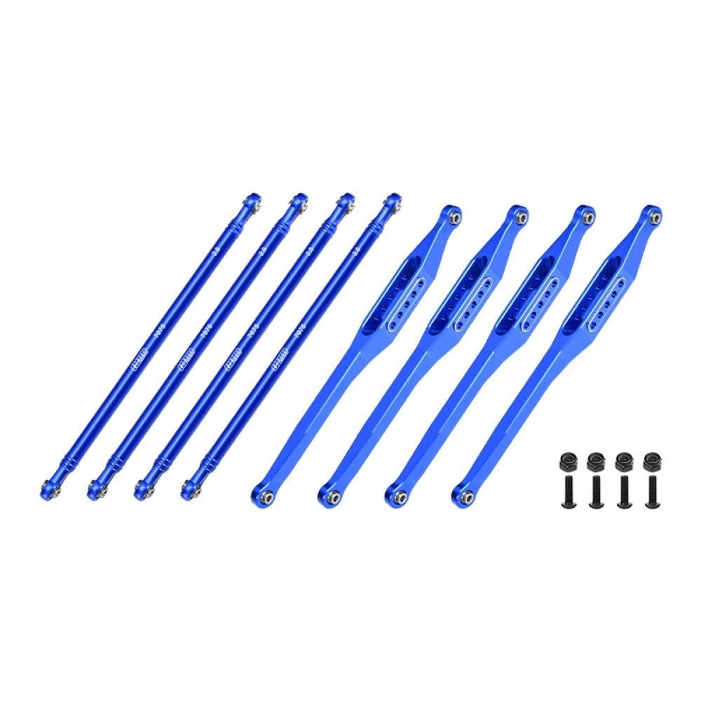 Aluminum 7075-T6 Alloy Upper & Lower Link Bar Set for LOSI 1/8 LMT 2.0 Grave Digger 4X4 Solid Axle Brushless Monster Truck-LOS04028 Upgrades - Blue