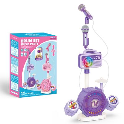 Kids Karaoke Microphone with Adjustable Stand Bluetooth Kids Karaoke Machine with Lights, Voice Changer, & Recording Microphones for Singing, Christmas & Birthday Gifts for Girls, Boys -Purple