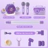 Kids Karaoke Microphone with Adjustable Stand  Bluetooth Kids Karaoke Machine with Lights, Voice Changer, & Recording Microphones for Singing, Christmas & Birthday Gifts for Girls, Boys -Purple view 4