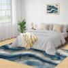 4x5 Modern Luxury Marble Area Rugs - Stone Textured Marbling Rug for Entryway, Abstract Dark Blue Marble Washable Entry Way Rugs Kids Carpet for Inside House Playroom Living Room End Table Nursery view 4