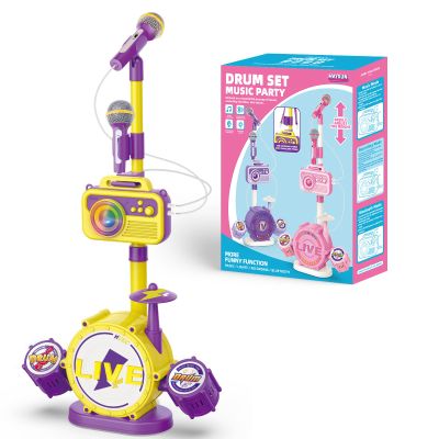 Kids Karaoke Microphone with Adjustable Stand  Bluetooth Kids Karaoke Machine with Lights, Voice Changer, & Recording Microphones for Singing, Christmas & Birthday Gifts for Girls-Yellow
