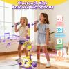 Kids Karaoke Microphone with Adjustable Stand  Bluetooth Kids Karaoke Machine with Lights, Voice Changer, & Recording Microphones for Singing, Christmas & Birthday Gifts for Girls-Yellow view 2