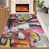 4x5 Vibrant Graffita Area Rugs - Urban Street Art Rug for Entryway, Cute Rabbit Graffiti Washable Entry Way Rugs Kids Carpet for Inside House Playroom Living Room End Table Nursery view 2