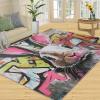 4x5 Vibrant Graffita Area Rugs - Urban Street Art Rug for Entryway, Cute Rabbit Graffiti Washable Entry Way Rugs Kids Carpet for Inside House Playroom Living Room End Table Nursery view 3