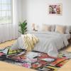 4x5 Vibrant Graffita Area Rugs - Urban Street Art Rug for Entryway, Cute Rabbit Graffiti Washable Entry Way Rugs Kids Carpet for Inside House Playroom Living Room End Table Nursery view 4