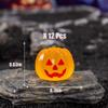 Fsfsjylyw 12pcs Halloween Pumpkins Mini Figurines, Luminous Miniature Resin Jack-o'-Lantern Statue for Halloween Party Vase Fillers Garden Dollhouse Home Decor (Orange and Purple) view 2