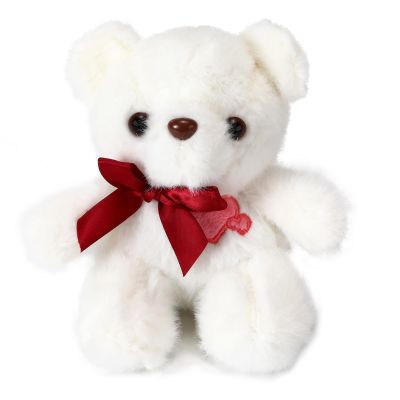 ABEARCAR 4.7 Inchs Teddy Bear Stuffed Animal with Heart,Bow Tie Embroidered Pink Heart Teddy Bear Plush Toy for Girlfriend, Boyfriend(White)