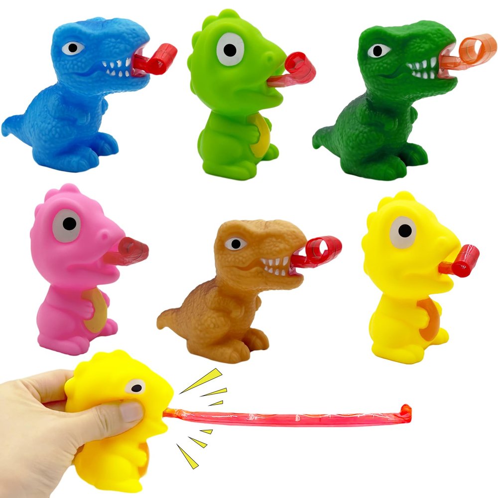 6 Pack Dinosaur Tongue Out Toys, Novelty Squeeze Toys for Kids Boys Girls, Birthday Gifts, Valentine's Day Gift, Easter Egg Fillers, Easter Basket Essentials Stuffers