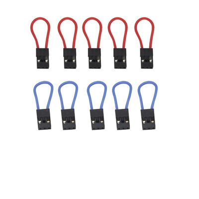 10PCS RC Receiver Binding Plg, 2.4G JR Jumper Cap with Soft Silicone Wire for MR4SF MR4SB Receiver & RC Model(Red and Blue)