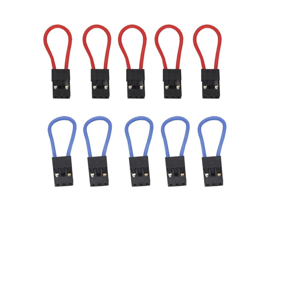 10PCS RC Receiver Binding Plg, 2.4G JR Jumper Cap with Soft Silicone Wire for MR4SF MR4SB Receiver & RC Model(Red and Blue)