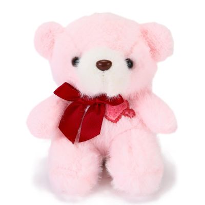 ABEARCAR 4.7 Inchs Teddy Bear Stuffed Animal with Heart,Bow Tie Embroidered Pink Heart Teddy Bear Plush Toy for Girlfriend, Boyfriend(Pink)