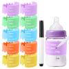 10pcs Bottle Labels Reusable Baby Name Date Bands Daycare Waterproof Bottle Bands Silicone Writable Water Bottles Labels Anti-Slip with Marker 5 Colors for Essentials view 1