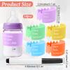10pcs Bottle Labels Reusable Baby Name Date Bands Daycare Waterproof Bottle Bands Silicone Writable Water Bottles Labels Anti-Slip with Marker 5 Colors for Essentials view 2