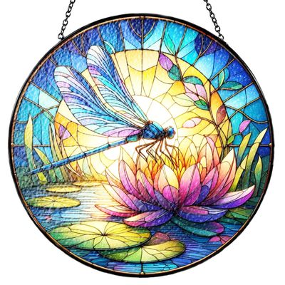 Dragonfly Glass Suncatcher, Artisan Craftsmanship, Nursery Safe Light, Bird Strike Reducer, Birthday Surprise, Pre Assembled Cord, Light Refraction Prism, Anniversary Present, Glass Art for Window