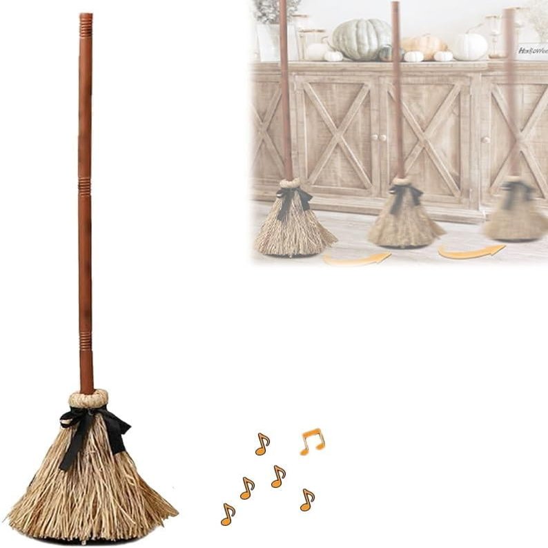 Floating Broom Halloween Decorations Dancing Witch Broom Ghostly Floating Witch for Party and Haunted House Spooky Animated for Halloween Decor
