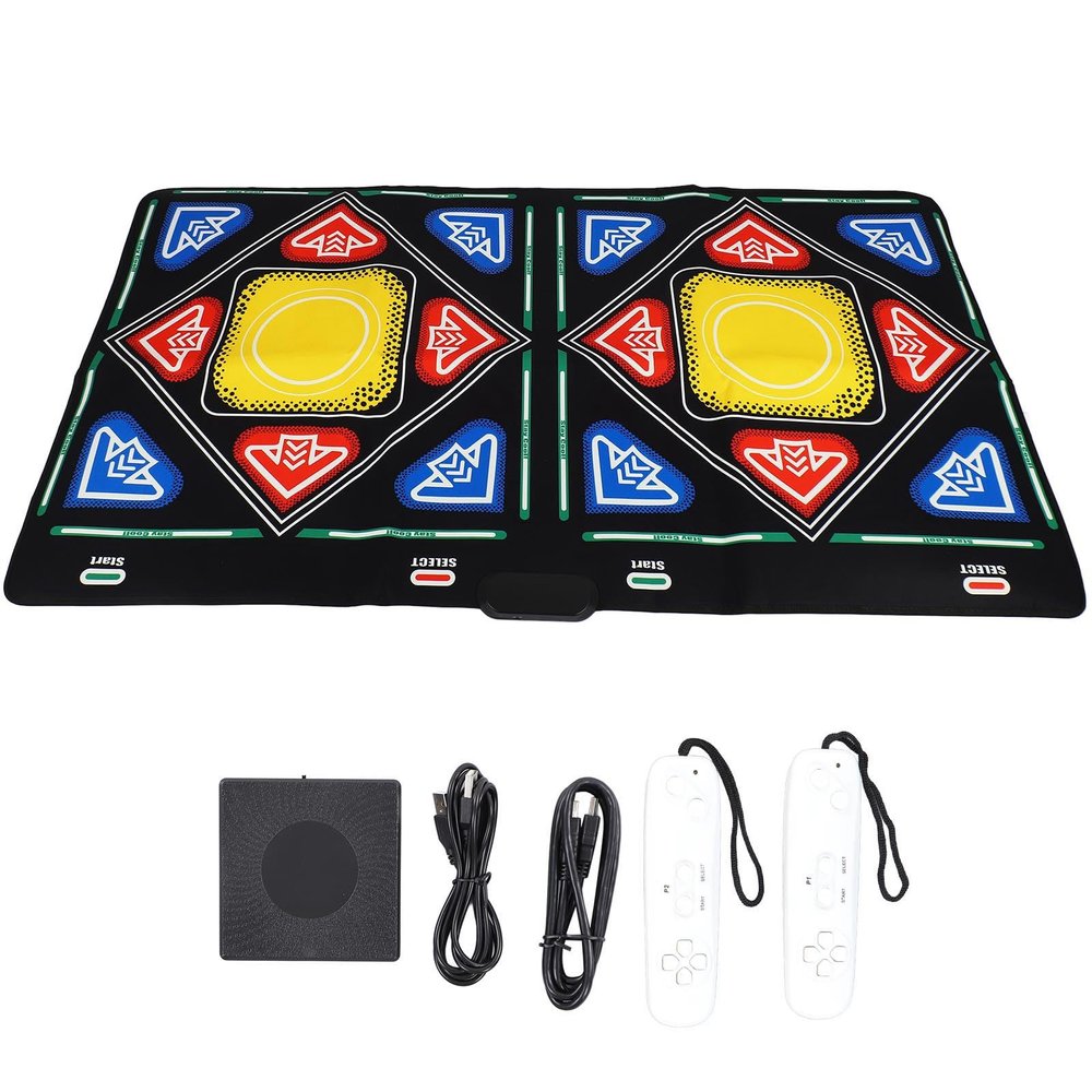 Double Dance Mat HD Multimedia Interface Improve Coordination Electronic Dancing Pad for TV Connection Fun Fitness Game for Kids Adults Family Party