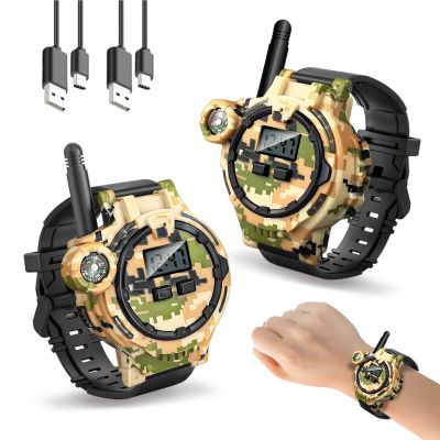 Walkie Talkies for Kids Rechargeable 2 Pack, Long Range Camo Walkie Talkie for Boys Age 8-12, Wrist Walkie Talkie Spy Watches for Kid, Kids Walkie Talkies 2 Pack for Christmas Birthday Gift
